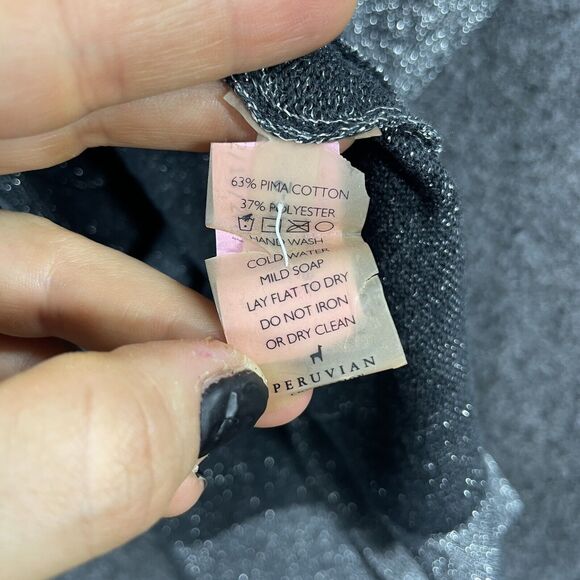 Peruvian Connection Women’s Small Silver Sparkling Metallic Turtleneck - Picture 7 of 8